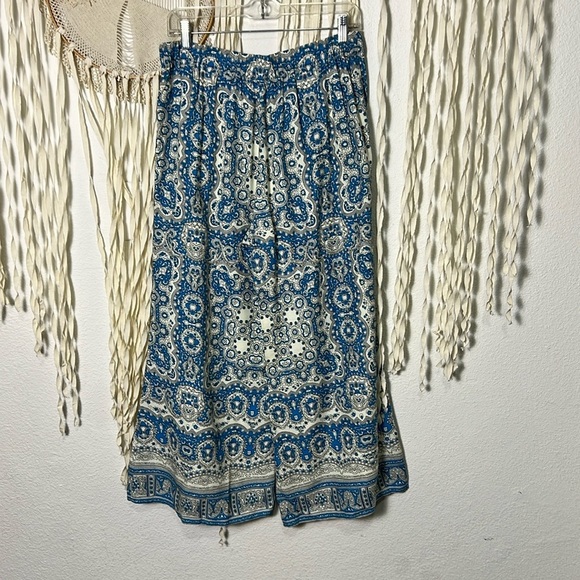 Anthropologie | Feather Bone Talese Wide Leg Pant in Teal and White Size 6 - Picture 3 of 10